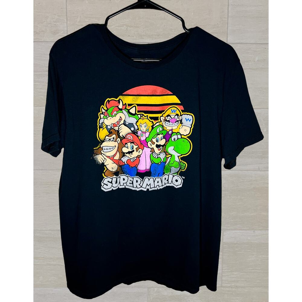 Super Mario Nintendo Characters Black T-Shirt Short Sleeve